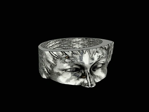 Bruce lee head silver ring ready to print model 3D Print Model