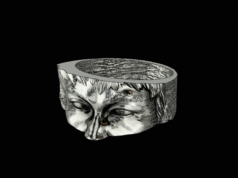 Bruce lee head silver ring ready to print model 3D 프린트 모델