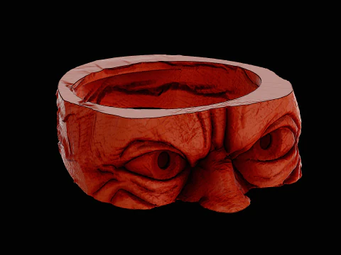 ゴラムヘッドシルバーリングの印刷準備完了モデル 3Dプリントモデル