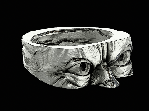 Gollum head silver ring ready to print model Modello di stampa 3D