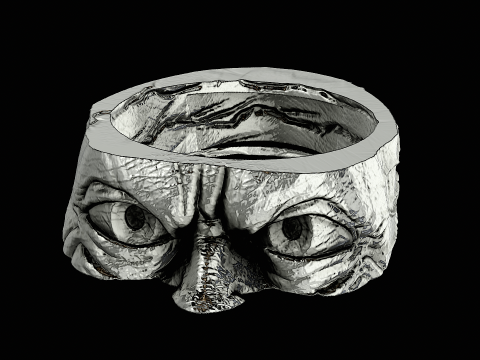 Gollum head silver ring ready to print model Modello di stampa 3D