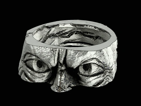 골룸 헤드 실버 링 인쇄 준비 완료 모델 3D 프린트 모델