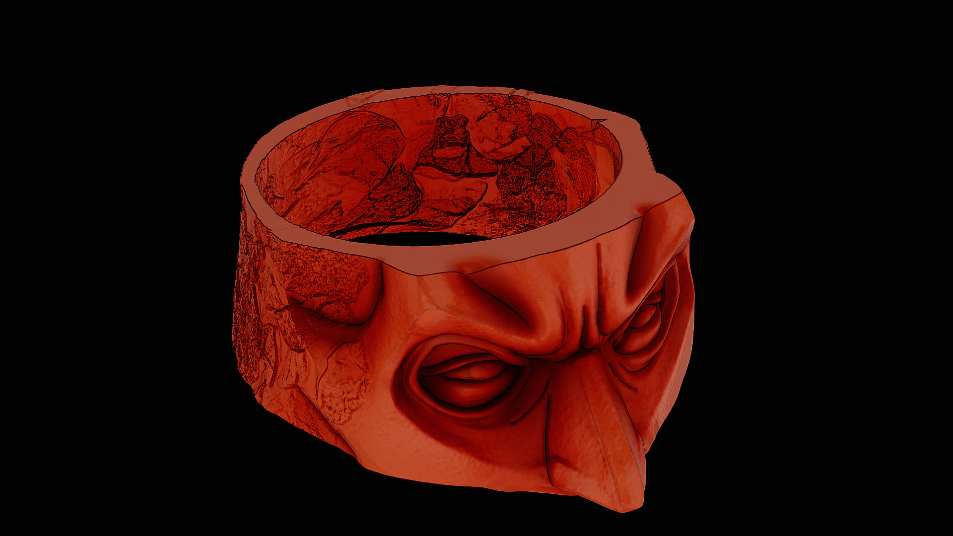 Batman head silver ring ready to print model 3D Print Model .c4d .max .obj .3ds .fbx .stl .blend 
