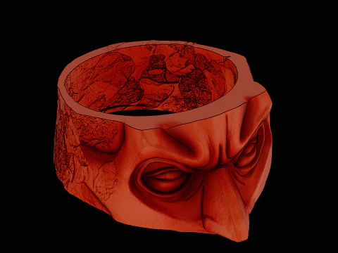 バットマン ヘッド シルバー リング すぐに印刷できるモデル 3Dプリントモデル