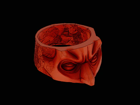 Batman head silver ring ready to print model 3D Print Model
