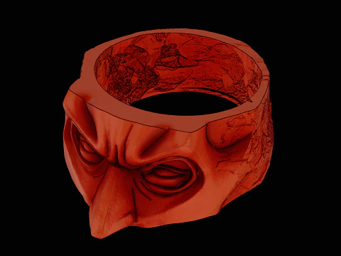 Batman head silver ring ready to print model 3D Print Model