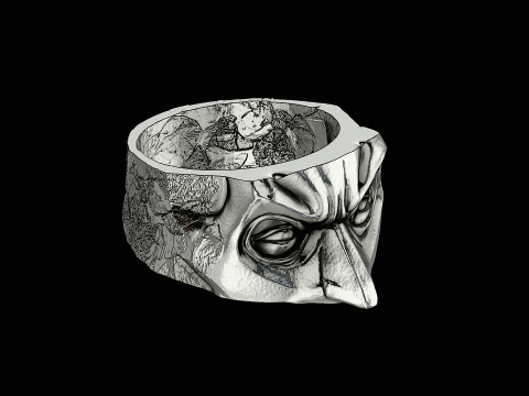 Batman head silver ring ready to print model 3D Baskı Modeli