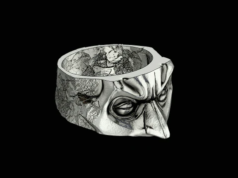 Batman head silver ring ready to print model 3D Print Model