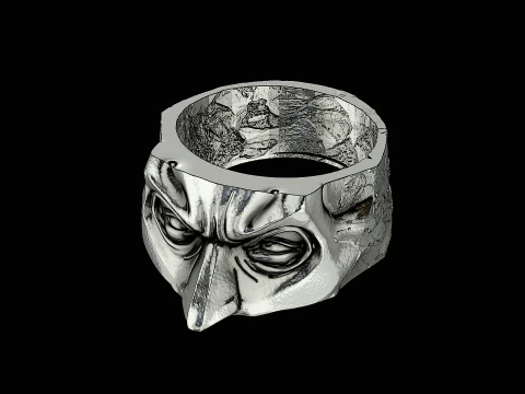 Batman head silver ring ready to print model 3D Print Model