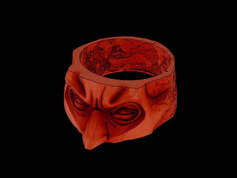 Batman head silver ring ready to print model 3D Print Model