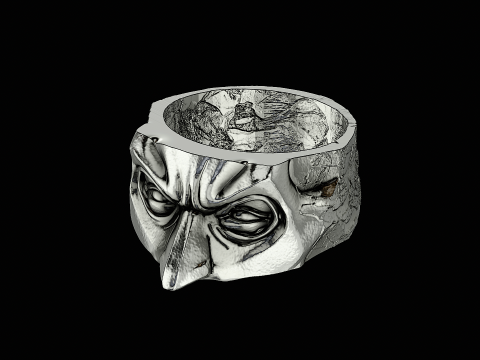 Batman head silver ring ready to print model 3D Baskı Modeli