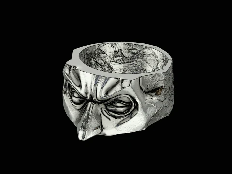 Batman head silver ring ready to print model 3D Print Model