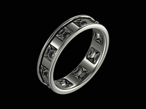 Shark back silver ring ready to print model 3D 프린트 모델