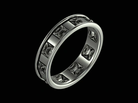 Shark back silver ring ready to print model 3D Print Model