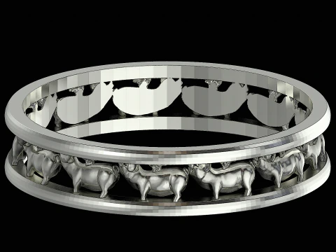 Fly pig silver ring ready to print model 3D Print Model