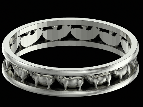 Fly pig silver ring ready to print model 3D-Druckmodell