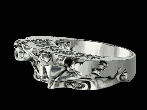 Michelangelo head silver ring ready to print model 3D Print Model