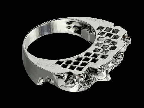 Michelangelo head silver ring ready to print model 3D Print Model