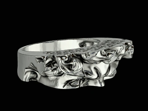 Michelangelo head silver ring ready to print model 3D Print Model