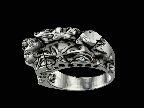Michelangelo head silver ring ready to print model 3D Print Model