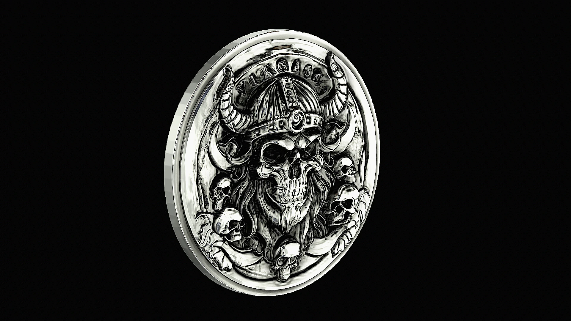 Skull viking head silver pendant ready to print model 3D Print Model .c4d .max .obj .3ds .fbx .stl .blend 