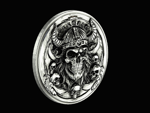Skull viking head silver pendant ready to print model 3Dプリントモデル