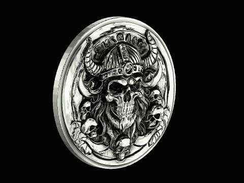 スカル ヴァイキング ヘッド シルバー ペンダント すぐに印刷できるモデル 3Dプリントモデル