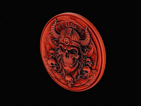 Skull viking head silver pendant ready to print model 3D Print Model