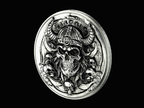 Skull viking head silver pendant ready to print model 3D Принт Модель
