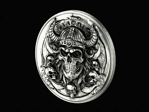 Skull viking head silver pendant ready to print model 3D Print Model