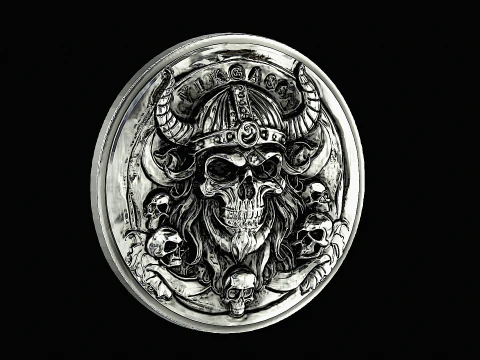 Skull viking head silver pendant ready to print model 3D Print Model