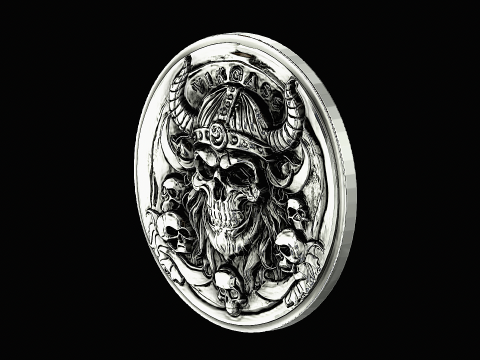 Skull viking head silver pendant ready to print model 3D Принт Модель