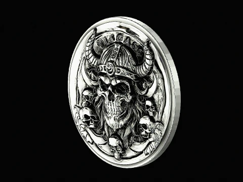 Skull viking head silver pendant ready to print model 3D Print Model