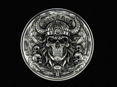 Skull viking head silver pendant ready to print model 3D Print Model