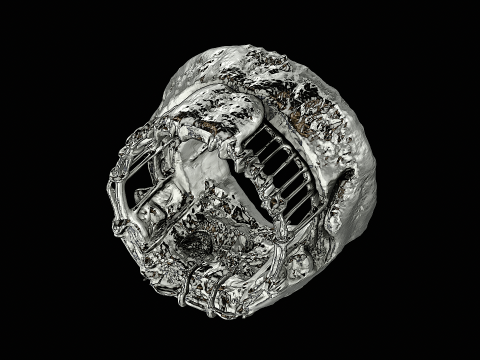 Concrete frame silver pendant ready to print model 3D Print Model