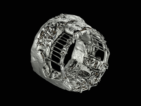 Concrete frame silver pendant ready to print model 3D Print Model