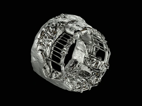 Concrete frame silver pendant ready to print model 3D Print Model