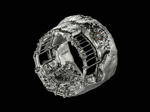 Concrete frame silver pendant ready to print model 3D Print Model