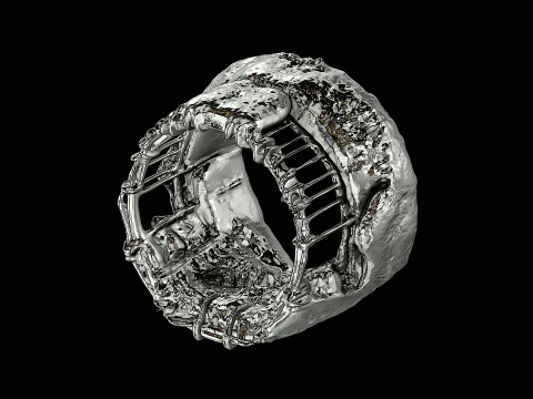 Concrete frame silver pendant ready to print model 3D Print Model