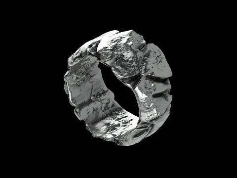 모델을 인쇄할 준비가 된 금이 간 돌 반지 3D 프린트 모델