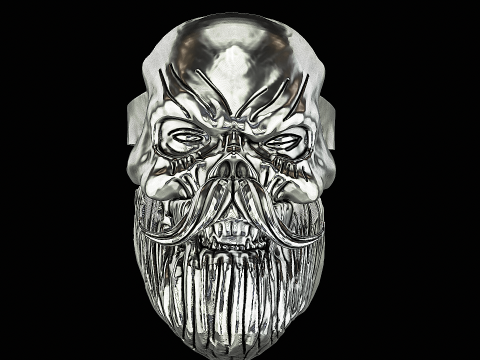 Skull head silver ring ready to print model 3D Принт Модель
