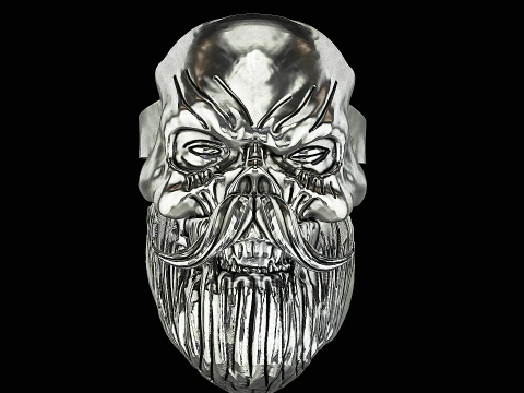 Skull head silver ring ready to print model 3D Print Model