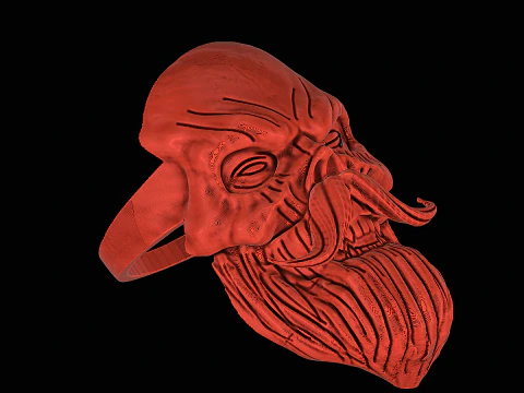 Skull head silver ring ready to print model 3D Print Model