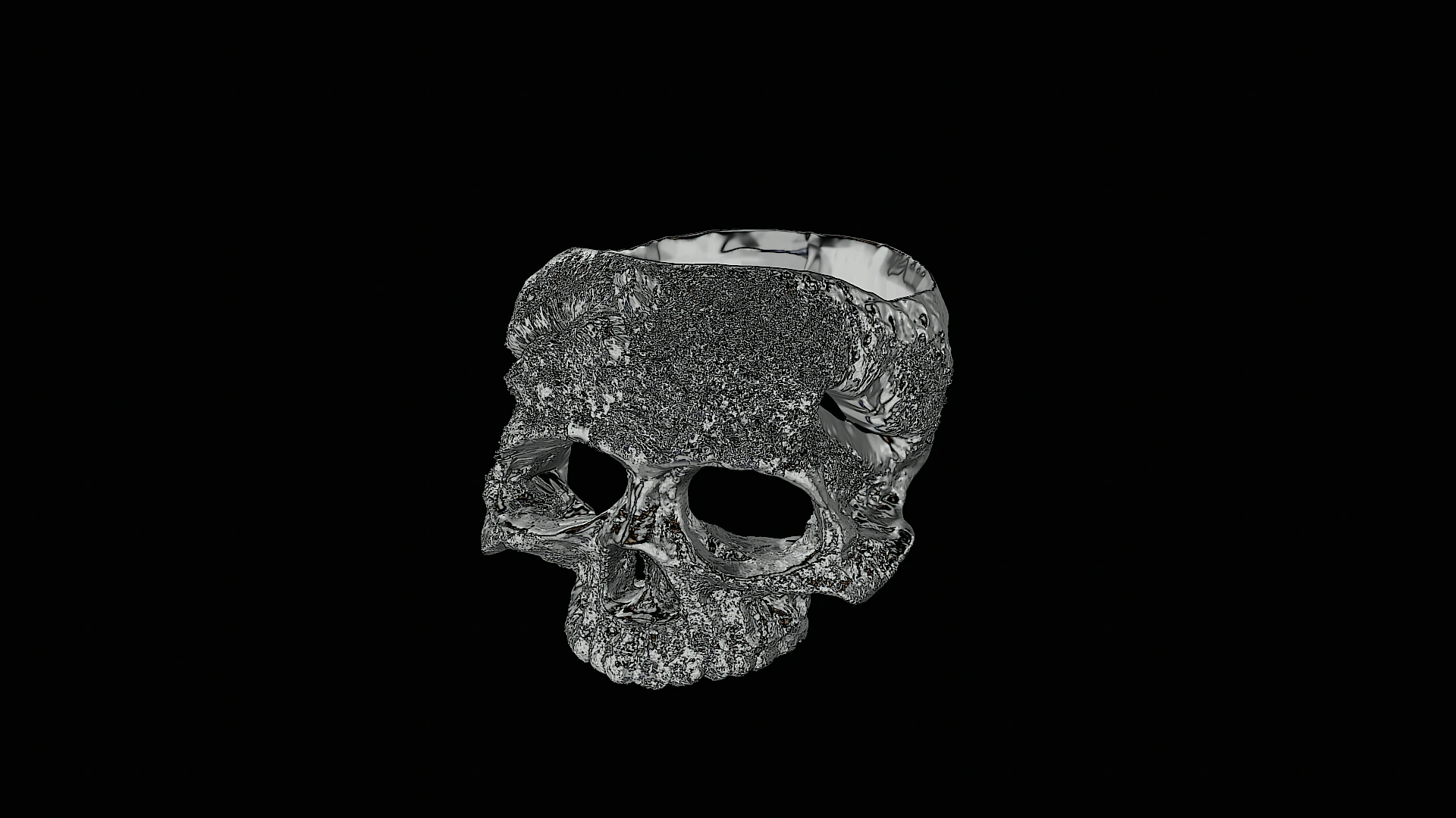 Skull head silver ring ready to print model 3D Print Model .c4d .max .obj .3ds .fbx .stl .blend 