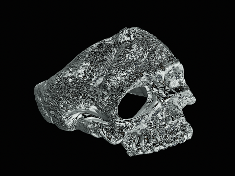 Skull head silver ring ready to print model 3D-Druckmodell
