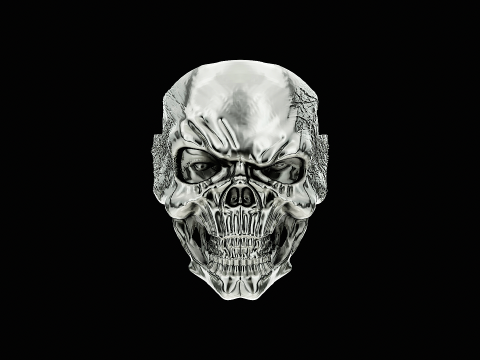 Skull head silver ring ready to print model 3D Print Model