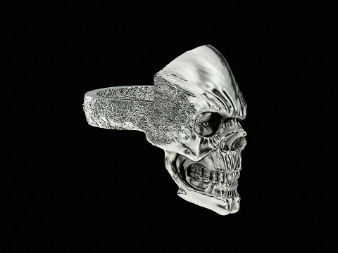 Skull head silver ring ready to print model 3D Print Model