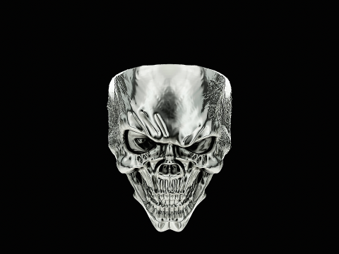 Skull head silver ring ready to print model 3D Print Model