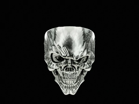 Skull head silver ring ready to print model 3D Print Model