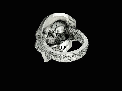 Skull head silver ring ready to print model 3D Print Model